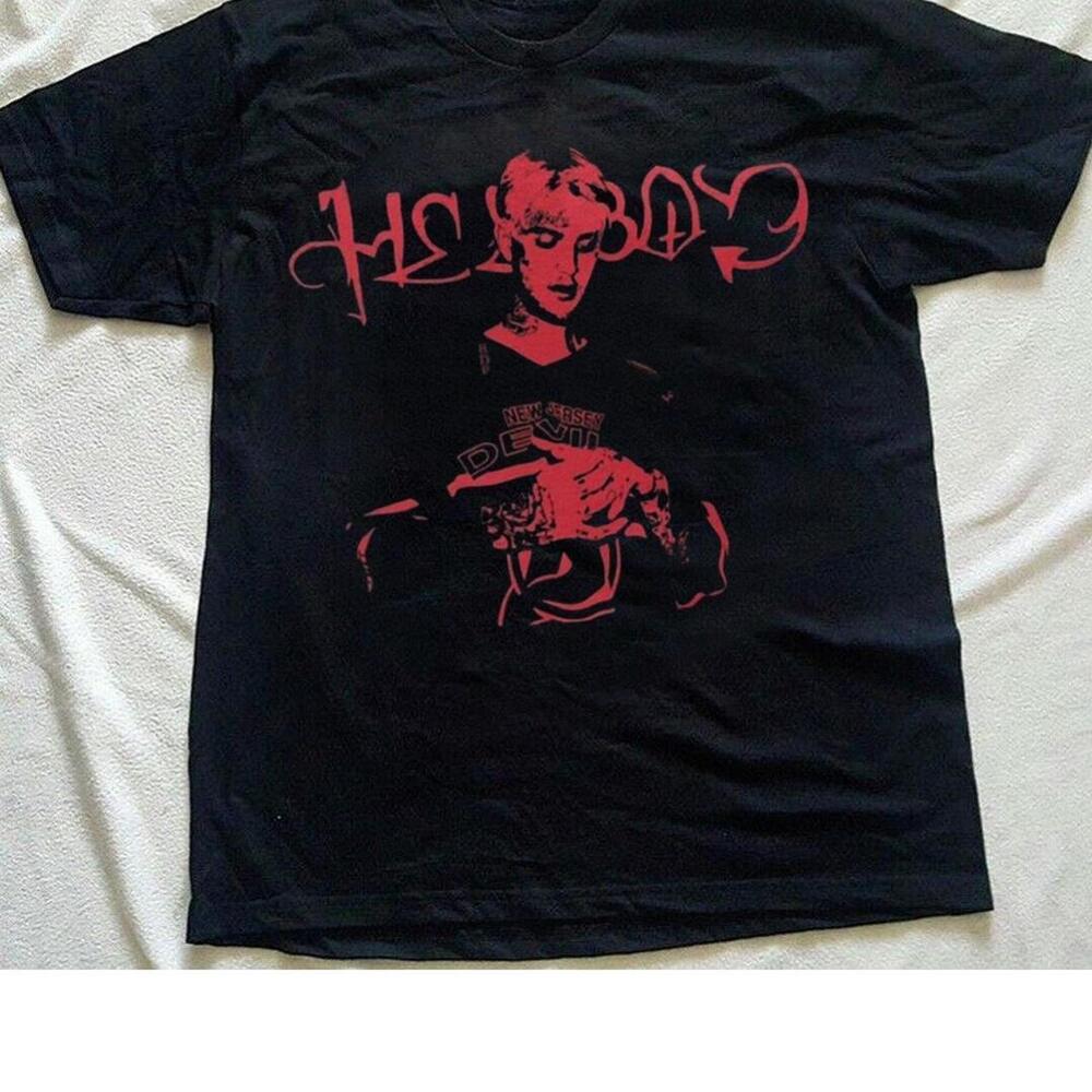 Black And Red Gildan Cotton Streetwear Tee